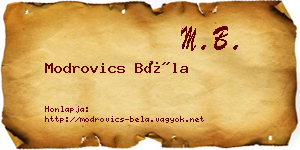 Modrovics Béla névjegykártya